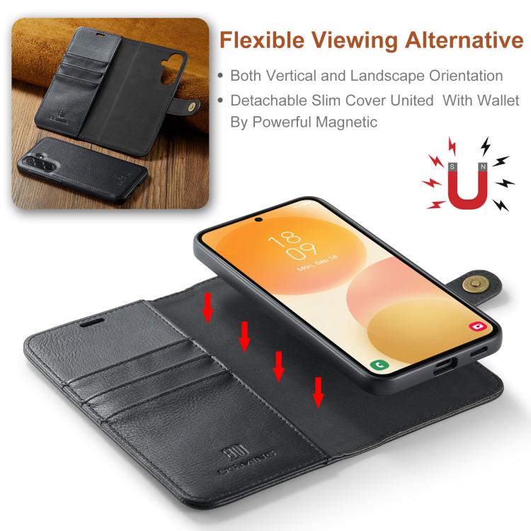 For Samsung Galaxy A57 5G DG.MING Crazy Horse Texture Detachable Magnetic Leather Case