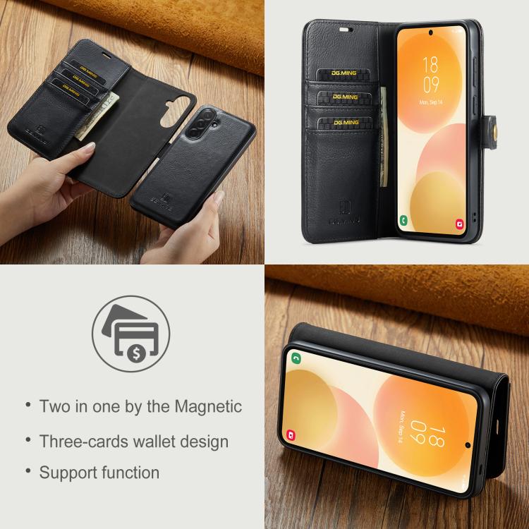 For Samsung Galaxy A57 5G DG.MING Crazy Horse Texture Detachable Magnetic Leather Case