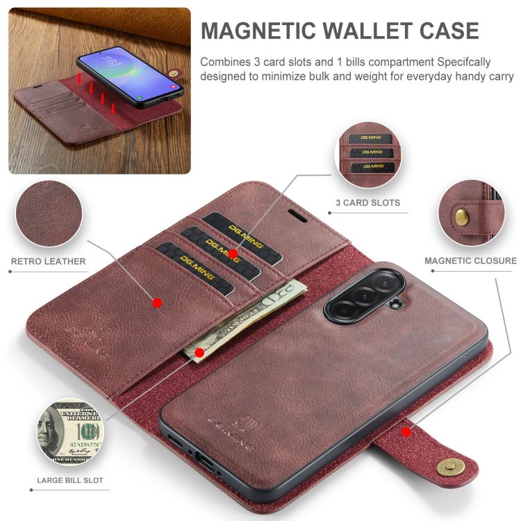 For Samsung Galaxy A37 5G DG.MING Crazy Horse Texture Detachable Magnetic Leather Case