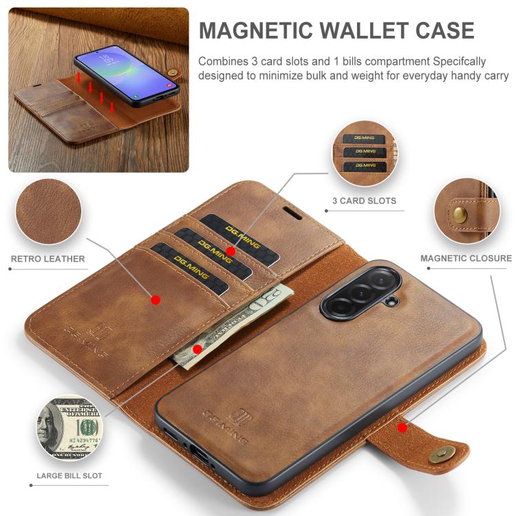 For Samsung Galaxy A37 5G DG.MING Crazy Horse Texture Detachable Magnetic Leather Case