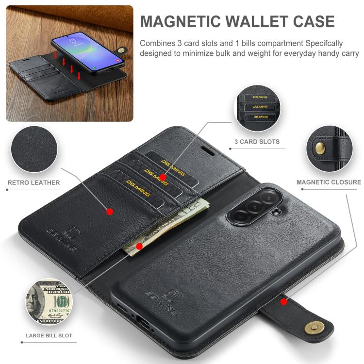 For Samsung Galaxy A37 5G DG.MING Crazy Horse Texture Detachable Magnetic Leather Case
