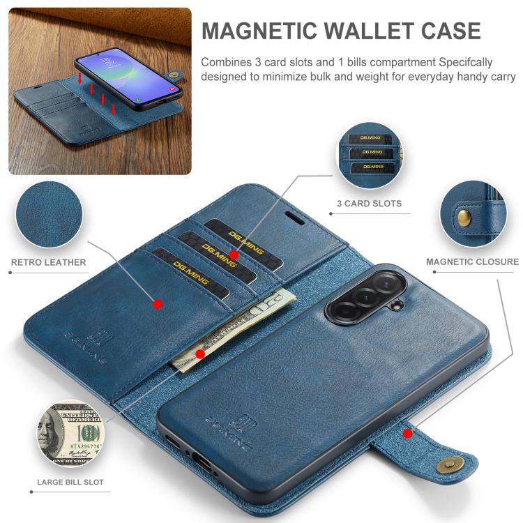 For Samsung Galaxy A37 5G DG.MING Crazy Horse Texture Detachable Magnetic Leather Case