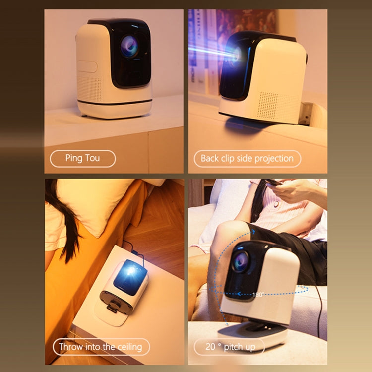 TZ-1 1080P 280ANSI HiSilicon 352 Android 9.0 Foldable PTZ Stand Projector, EU Plug - Grey