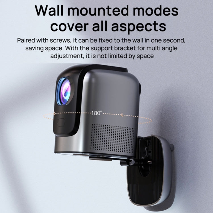 TZ-1 1080P 280ANSI HiSilicon 352 Android 9.0 Foldable PTZ Stand Projector, UK Plug - Grey