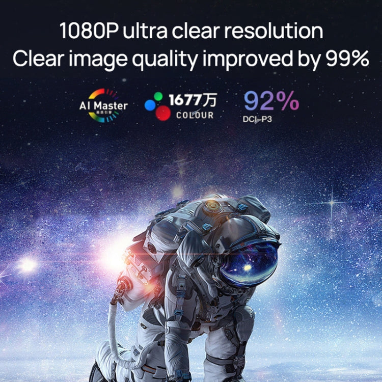 TZ-1 1080P 280ANSI HiSilicon 352 Android 9.0 Foldable PTZ Stand Projector, UK Plug - Grey