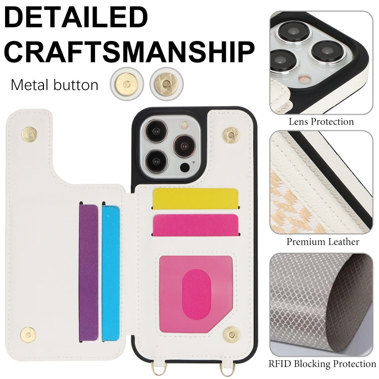 For iPhone 15 Pro Double Bckle Card Slot Full Coverage Phone Case with Cross-body Strap