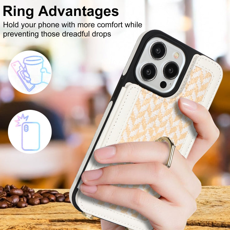 For iPhone 15 Pro Double Bckle Card Slot Full Coverage Phone Case with Cross-body Strap