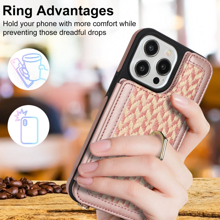 For iPhone 15 Pro Double Bckle Card Slot Full Coverage Phone Case with Cross-body Strap