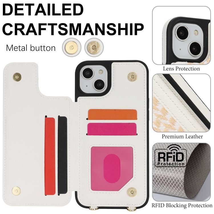 For iPhone 15 Double Bckle Card Slot Full Coverage Phone Case with Cross-body Strap