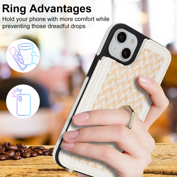 For iPhone 15 Double Bckle Card Slot Full Coverage Phone Case with Cross-body Strap