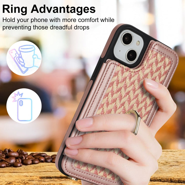 For iPhone 15 Double Bckle Card Slot Full Coverage Phone Case with Cross-body Strap