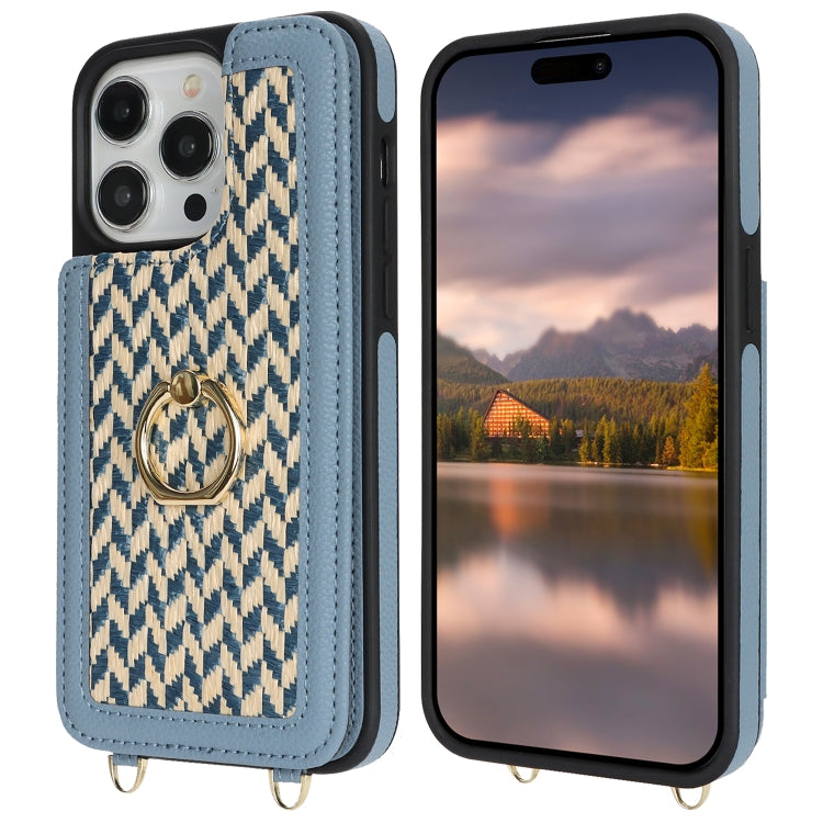 For iPhone 14 Pro Double Bckle Card Slot Full Coverage Phone Case with Cross-body Strap