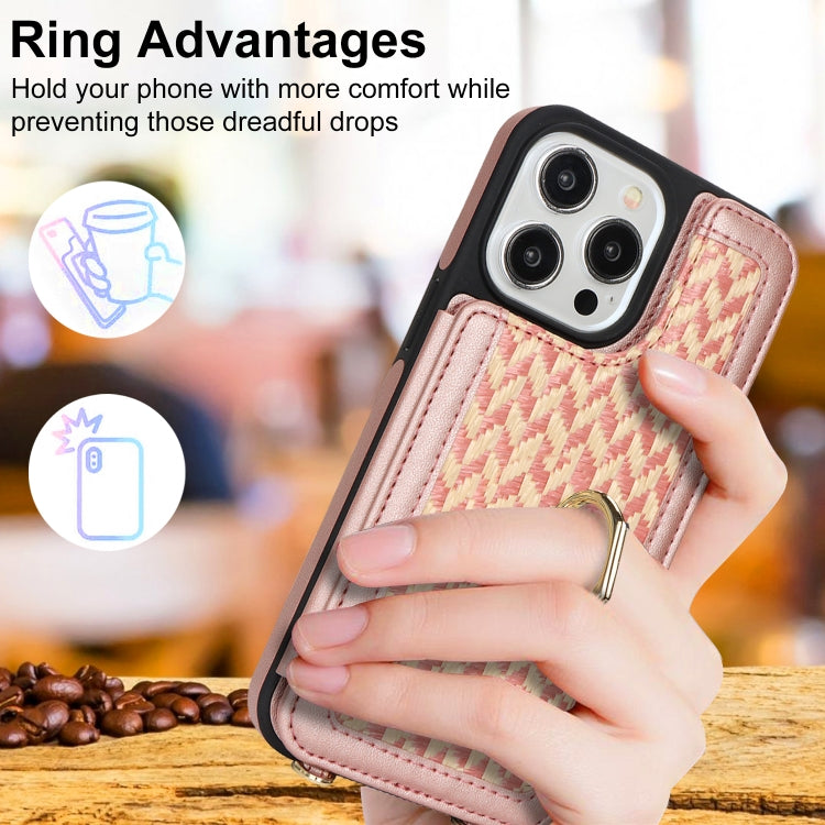 For iPhone 13 Pro Double Bckle Card Slot Full Coverage Phone Case with Cross-body Strap
