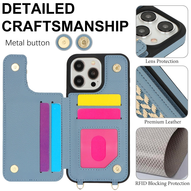 For iPhone 12 Pro Max Double Bckle Card Slot Full Coverage Phone Case with Cross-body Strap