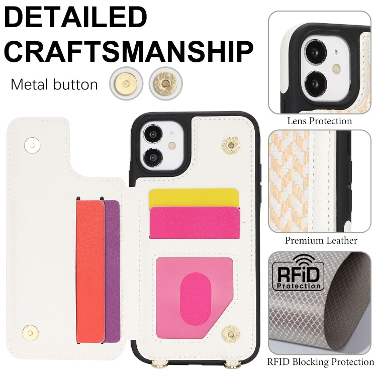 For iPhone 11 Double Bckle Card Slot Full Coverage Phone Case with Cross-body Strap