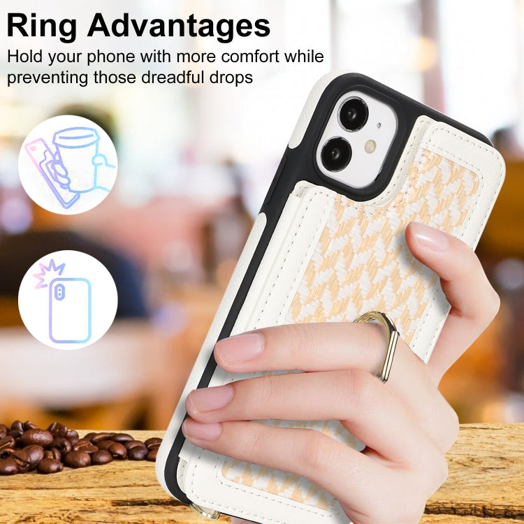 For iPhone 11 Double Bckle Card Slot Full Coverage Phone Case with Cross-body Strap