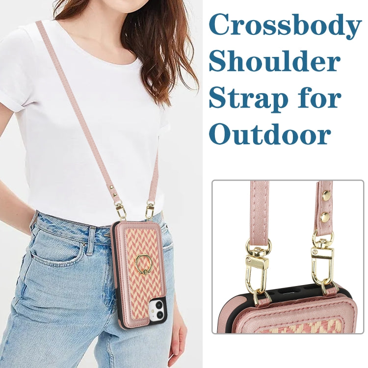 For iPhone 11 Double Bckle Card Slot Full Coverage Phone Case with Cross-body Strap