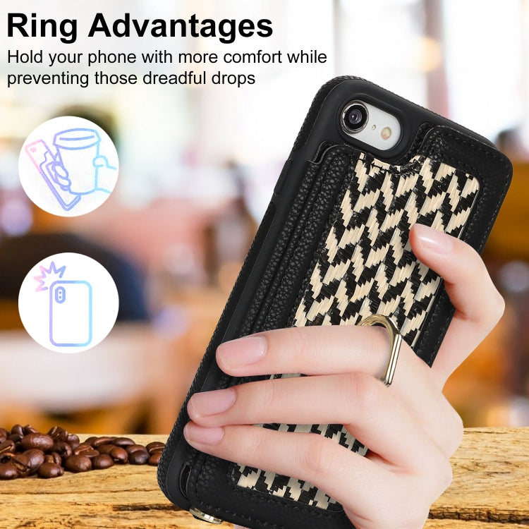 For iPhone 7 / 8 / SE 2020 2022 Double Bckle Card Slot Full Coverage Phone Case with Cross-body Strap