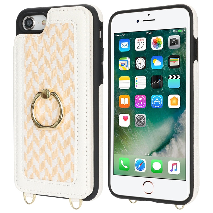 For iPhone 7 / 8 / SE 2020 2022 Double Bckle Card Slot Full Coverage Phone Case with Cross-body Strap