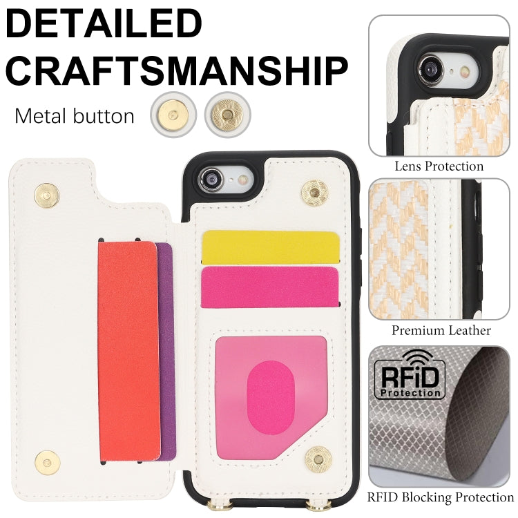 For iPhone 7 / 8 / SE 2020 2022 Double Bckle Card Slot Full Coverage Phone Case with Cross-body Strap
