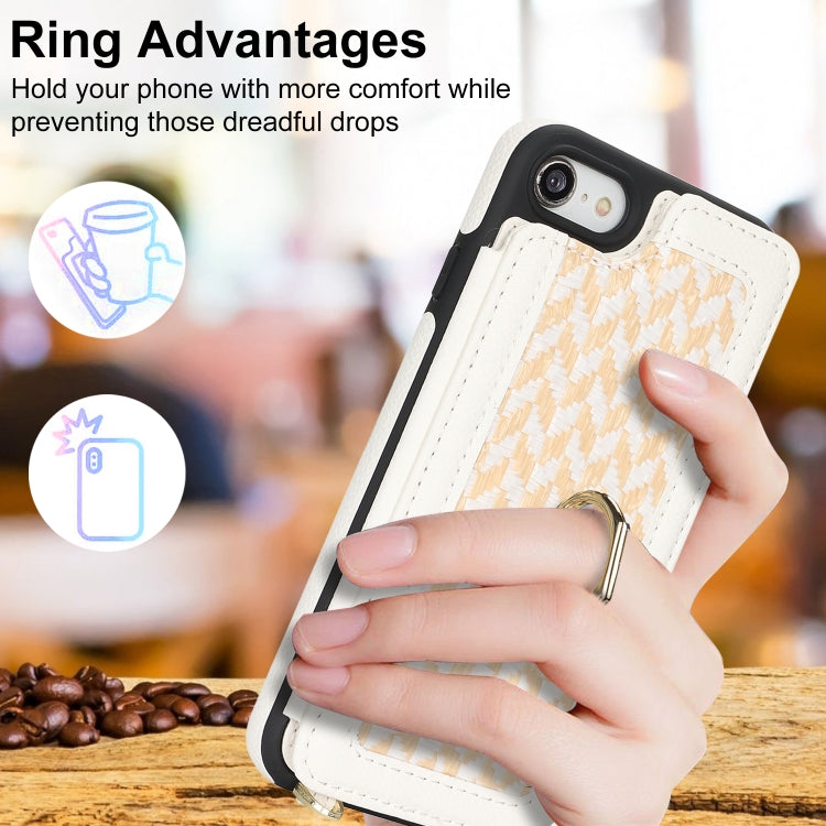 For iPhone 7 / 8 / SE 2020 2022 Double Bckle Card Slot Full Coverage Phone Case with Cross-body Strap