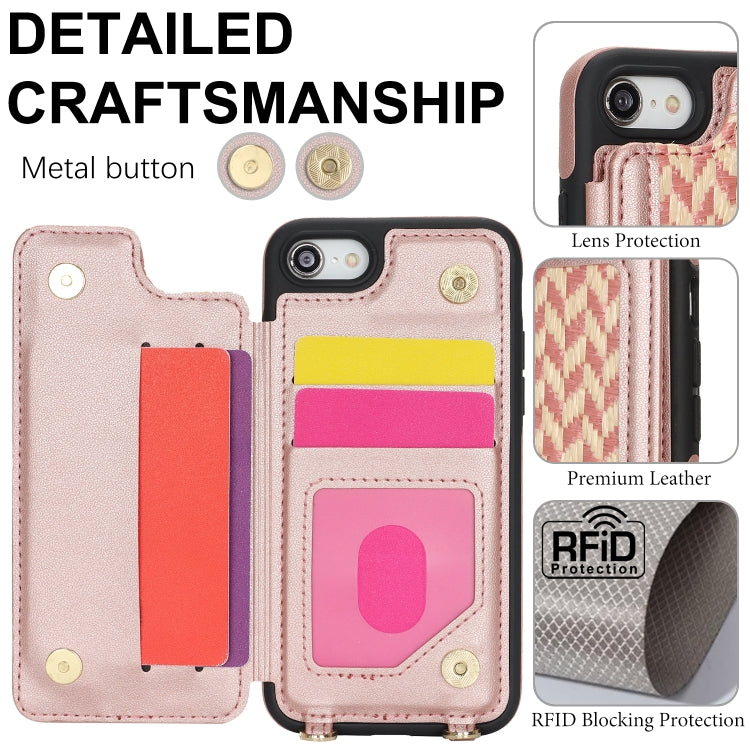 For iPhone 7 / 8 / SE 2020 2022 Double Bckle Card Slot Full Coverage Phone Case with Cross-body Strap