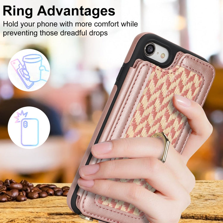 For iPhone 7 / 8 / SE 2020 2022 Double Bckle Card Slot Full Coverage Phone Case with Cross-body Strap