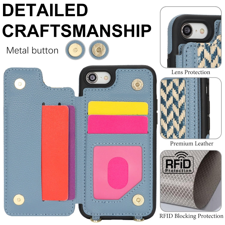 For iPhone 7 / 8 / SE 2020 2022 Double Bckle Card Slot Full Coverage Phone Case with Cross-body Strap