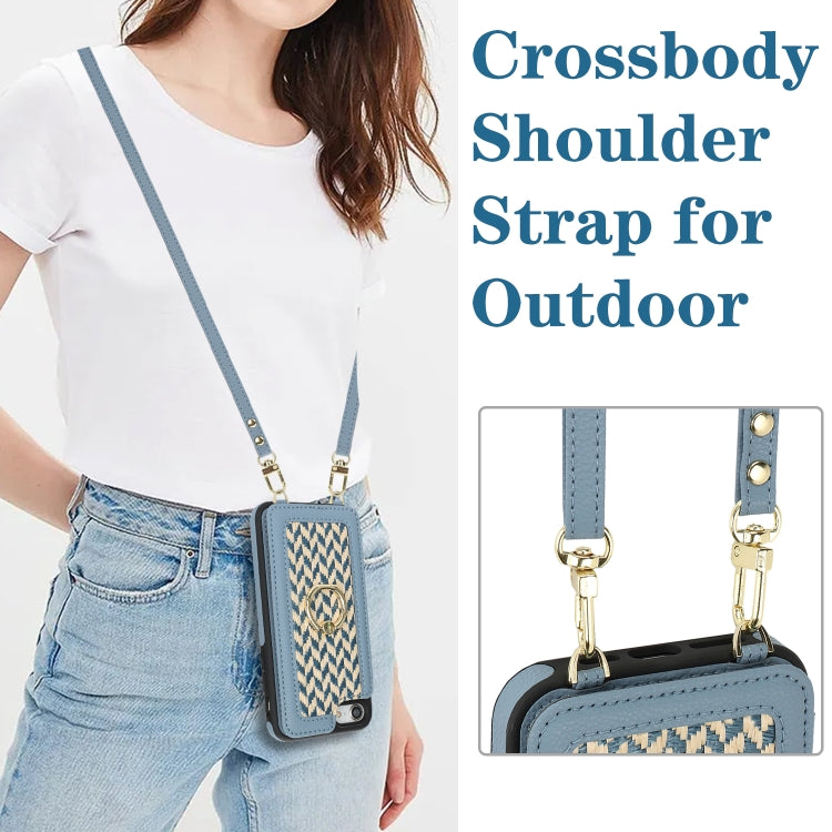 For iPhone 7 / 8 / SE 2020 2022 Double Bckle Card Slot Full Coverage Phone Case with Cross-body Strap
