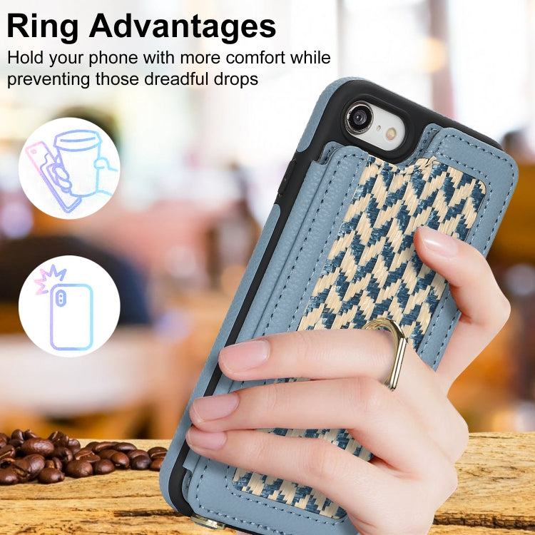 For iPhone 7 / 8 / SE 2020 2022 Double Bckle Card Slot Full Coverage Phone Case with Cross-body Strap