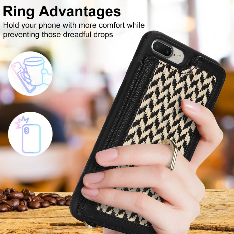 For iPhone 7 Plus / 8 Plus Double Bckle Card Slot Full Coverage Phone Case with Cross-body Strap