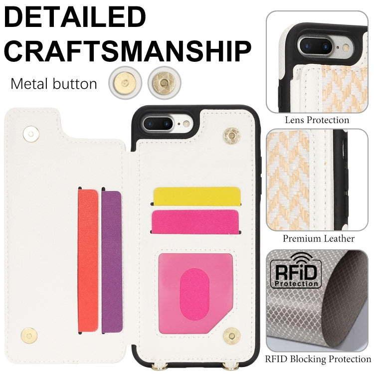For iPhone 7 Plus / 8 Plus Double Bckle Card Slot Full Coverage Phone Case with Cross-body Strap