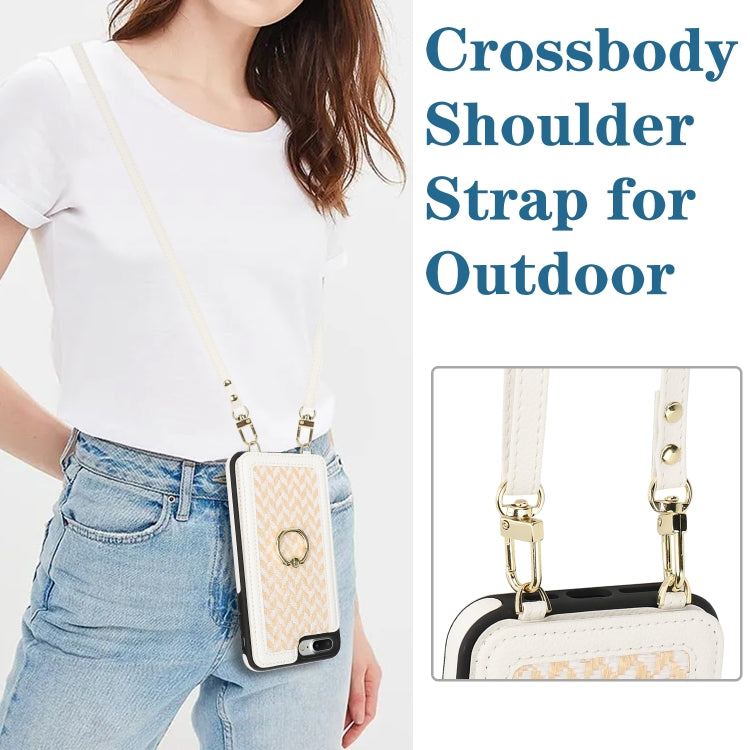 For iPhone 7 Plus / 8 Plus Double Bckle Card Slot Full Coverage Phone Case with Cross-body Strap