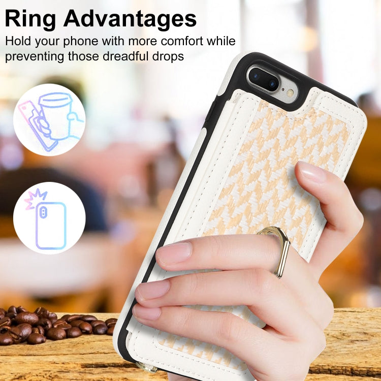 For iPhone 7 Plus / 8 Plus Double Bckle Card Slot Full Coverage Phone Case with Cross-body Strap