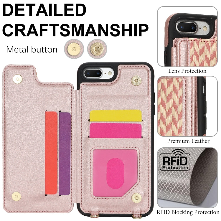 For iPhone 7 Plus / 8 Plus Double Bckle Card Slot Full Coverage Phone Case with Cross-body Strap