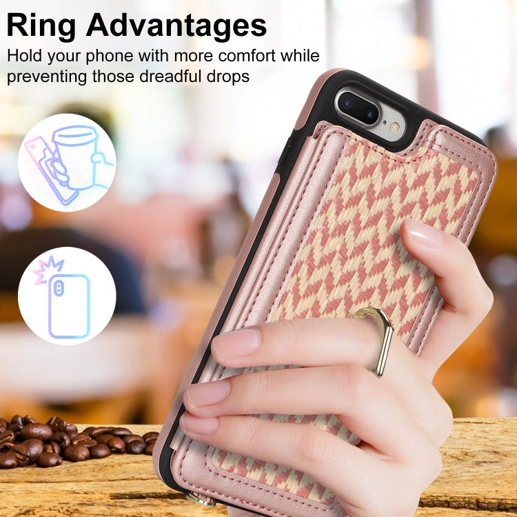 For iPhone 7 Plus / 8 Plus Double Bckle Card Slot Full Coverage Phone Case with Cross-body Strap