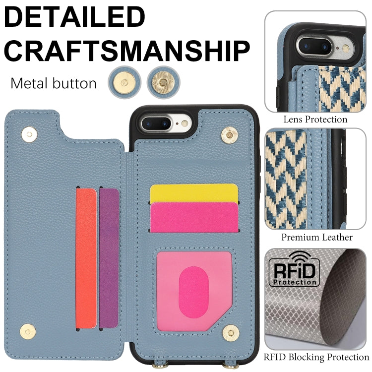 For iPhone 7 Plus / 8 Plus Double Bckle Card Slot Full Coverage Phone Case with Cross-body Strap