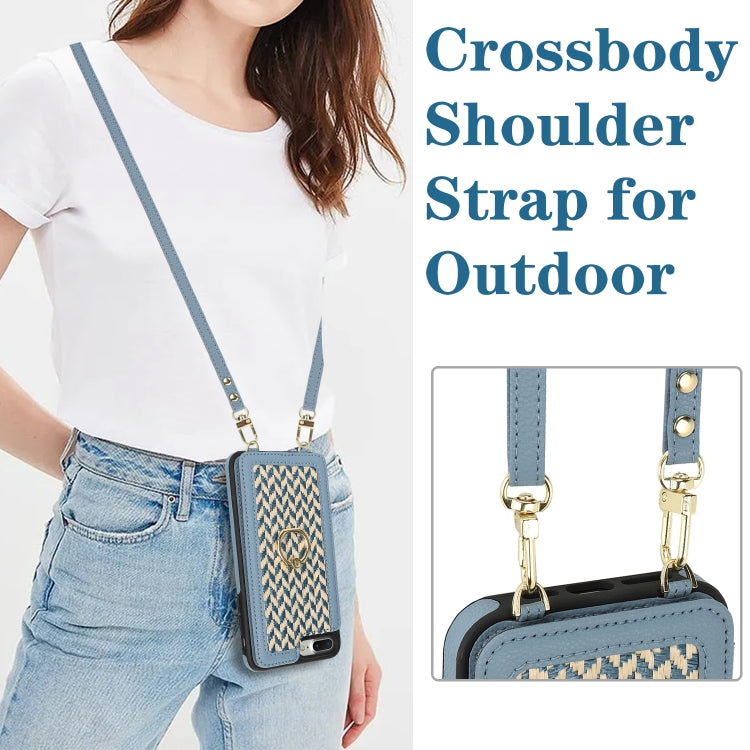 For iPhone 7 Plus / 8 Plus Double Bckle Card Slot Full Coverage Phone Case with Cross-body Strap