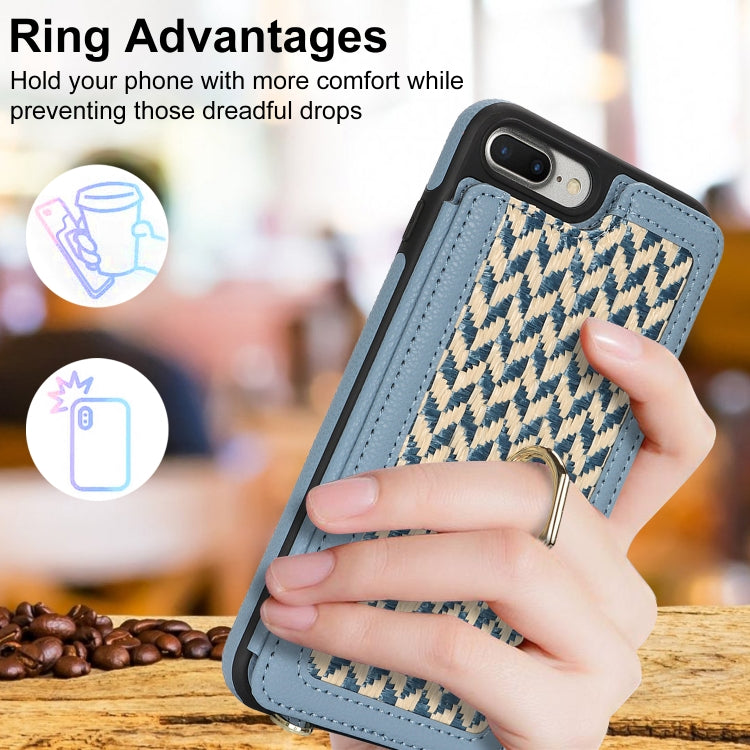 For iPhone 7 Plus / 8 Plus Double Bckle Card Slot Full Coverage Phone Case with Cross-body Strap
