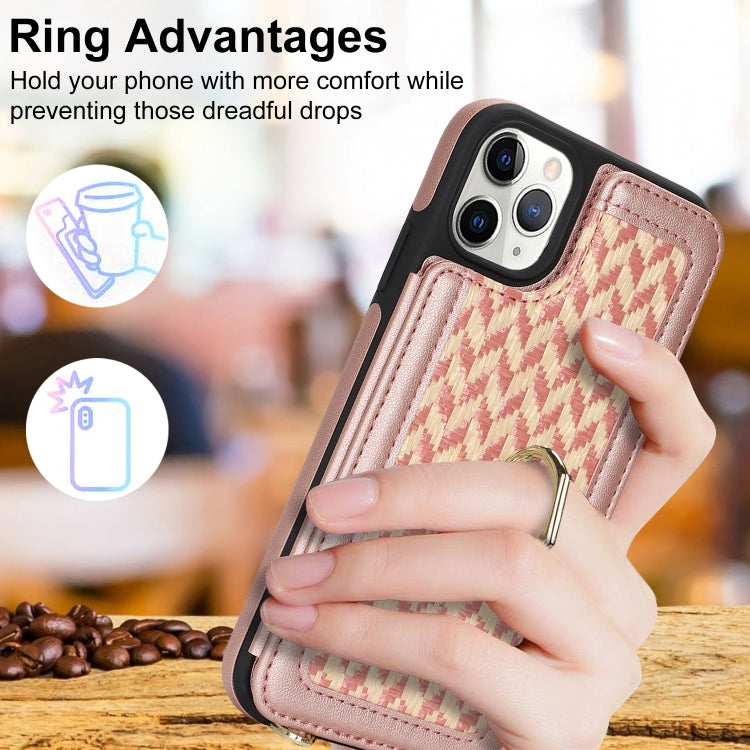 For iPhone 11 Pro Double Bckle Card Slot Full Coverage Phone Case with Cross-body Strap