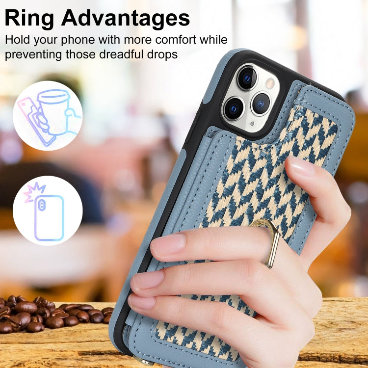 For iPhone 11 Pro Double Bckle Card Slot Full Coverage Phone Case with Cross-body Strap