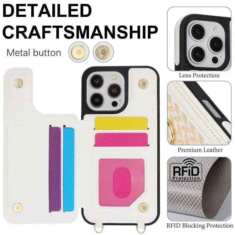 For iPhone 16 Pro Max Double Bckle Card Slot Full Coverage Phone Case with Cross-body Strap