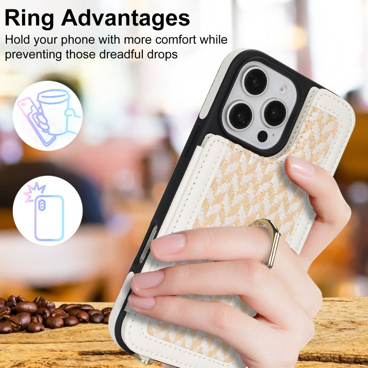 For iPhone 16 Pro Double Bckle Card Slot Full Coverage Phone Case with Cross-body Strap