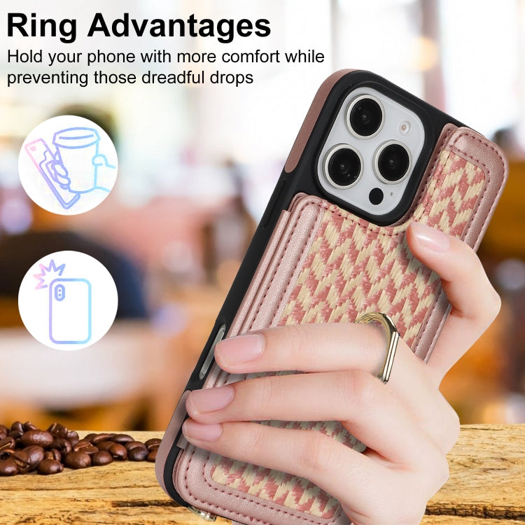 For iPhone 16 Pro Double Bckle Card Slot Full Coverage Phone Case with Cross-body Strap