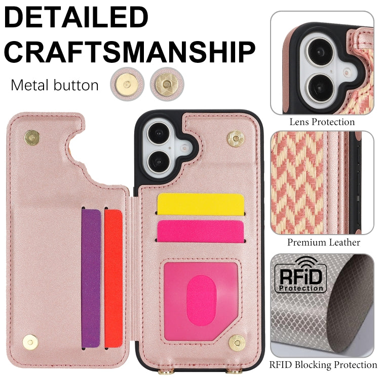 For iPhone 16 Plus Double Bckle Card Slot Full Coverage Phone Case with Cross-body Strap