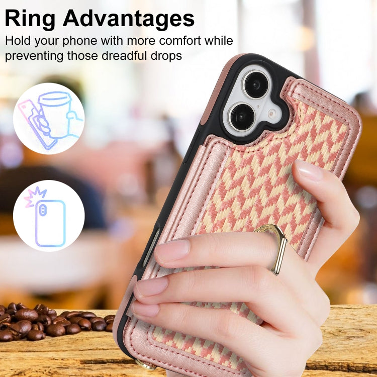 For iPhone 16 Double Bckle Card Slot Full Coverage Phone Case with Cross-body Strap