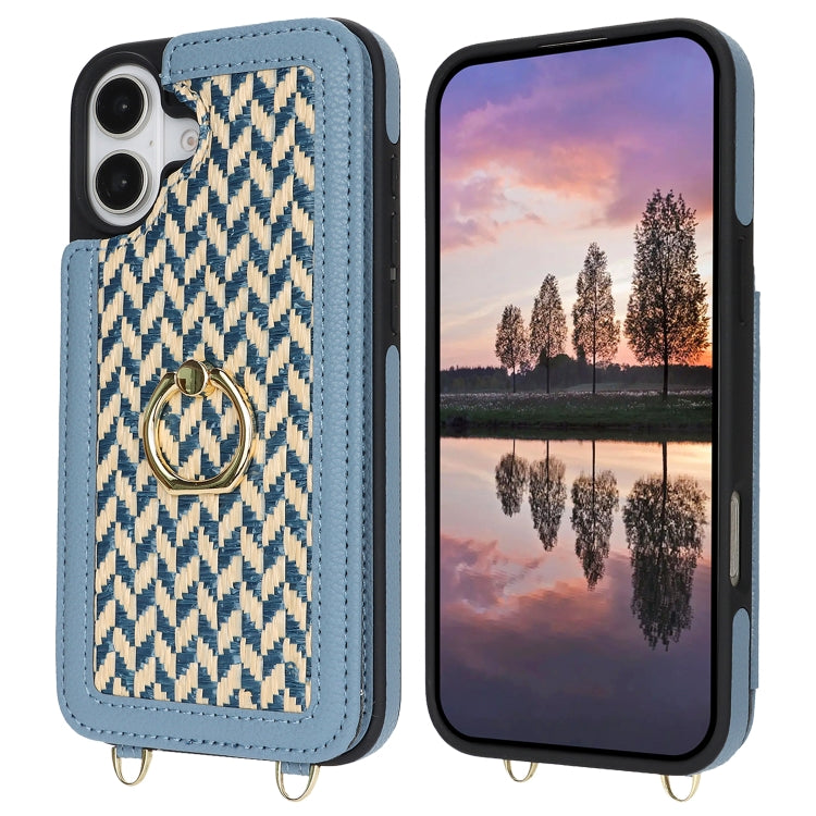 For iPhone 16 Double Bckle Card Slot Full Coverage Phone Case with Cross-body Strap