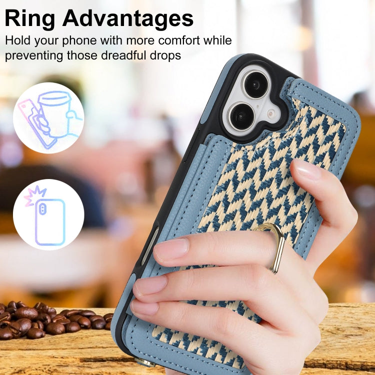 For iPhone 16 Double Bckle Card Slot Full Coverage Phone Case with Cross-body Strap