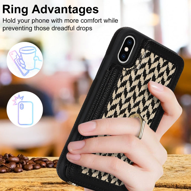 For iPhone X / XS Double Bckle Card Slot Full Coverage Phone Case with Cross-body Strap
