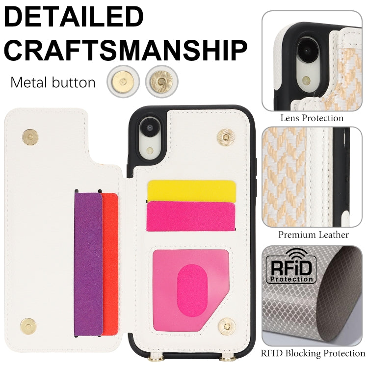 For iPhone XR Double Bckle Card Slot Full Coverage Phone Case with Cross-body Strap